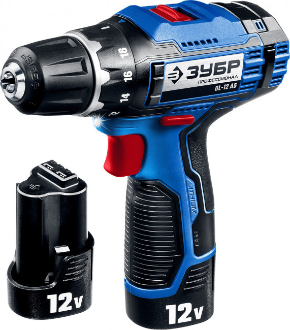 DL-12 дрель-шуруповерт, 2 АКБ, в кейсе, ЗУБР Профессионал,  ( DL-12 A5 )