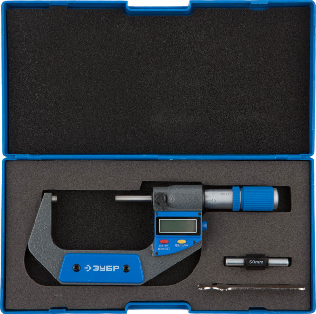 Микрометр ЗУБР "ЭКСПЕРТ" гладкий цифровой, МКЦ 75, диапазон 50-75мм, шаг измерения 0,001мм,  ( 34482-75 )