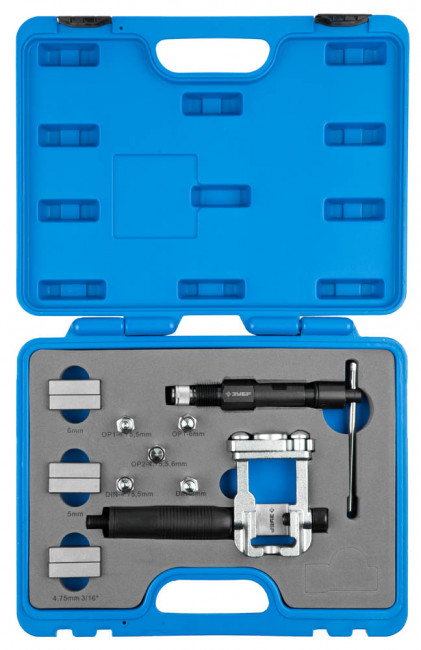 Развальцовка ЗУБР"ЭКСПЕРТ"для простых и двойных бортиков с углом90и115град на трубах с толщ стенки 0,7 и 1мм,4,75,5,6мм,  ( 23613-H10 )