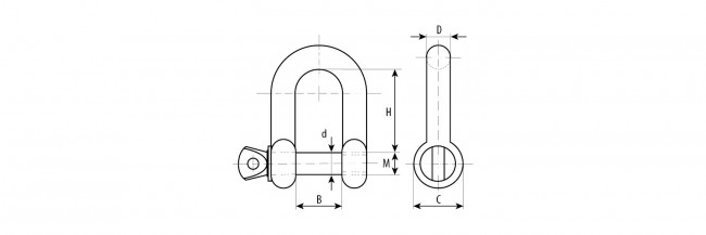 Скоба такелажная, 22мм, 2 шт, тип прямой, оцинкованная, ЗУБР,  ( 4-304515-22 )