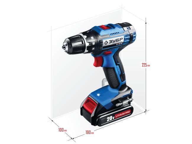 DL-20 дрель-шуруповерт, 2 АКБ, в кейсе, ЗУБР Профессионал,  ( DL-20 A5 )
