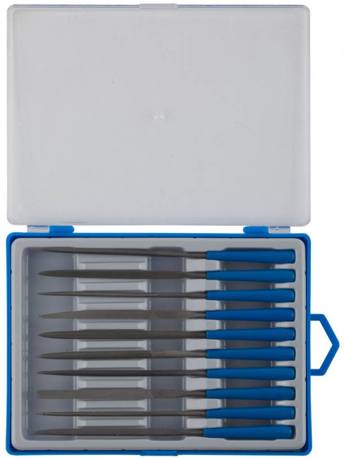 Набор ЗУБР "ЭКСПЕРТ" Надфили, пластмассовая ручка, насечка 2=бархатная, 100мм, 10шт,  ( 16021-2-H10 )