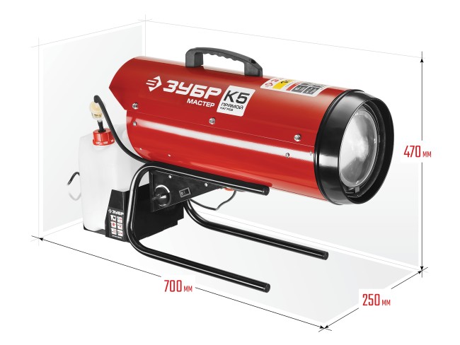 Пушка дизельная тепловая, ЗУБР ДП-К5-15000, 220 В, 14 кВт, 300 м.куб/час, 5 л, 1.3 кг/ч,  ( ДП-К5-15000 )