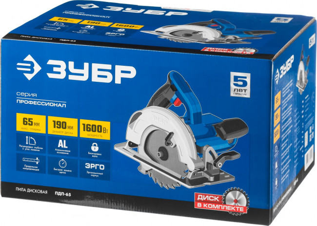 Пила дисковая, 90°-65 мм, диск 190 мм, 1600 Вт, ЗУБР Профессионал, ( ПДП-65 ) Пила дисковая, 90°-65 мм, диск 190 мм, 1600 Вт, ЗУБР Профессионал, ( ПДП-65 )
