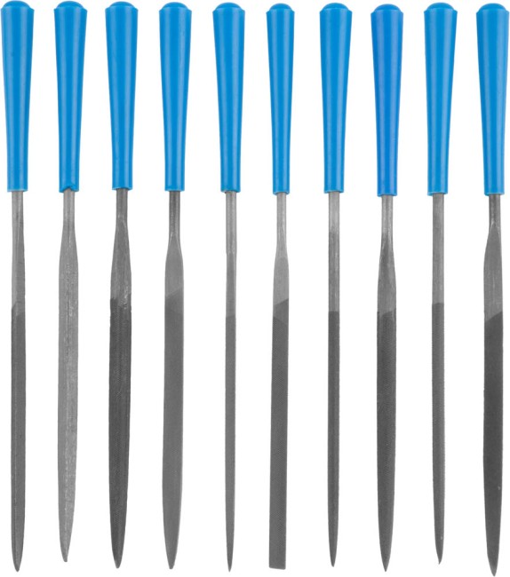 Набор ЗУБР "ЭКСПЕРТ": Надфили, пластмассовая ручка, насечка 2 = Бархатная, с чехлом, 100мм, 10шт,  ( 16023-2-H10 )