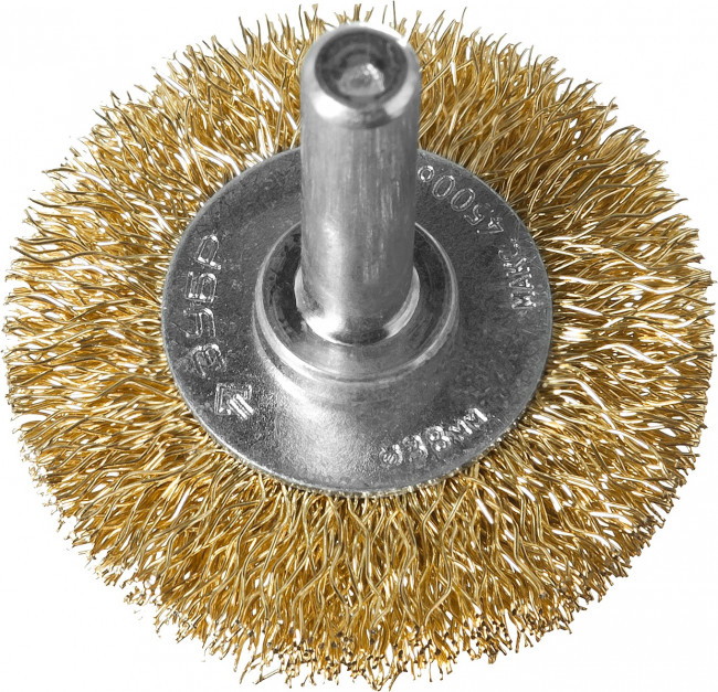 ЗУБР "ПРОФЕССИОНАЛ". Щетка дисковая для дрели, витая латунированная стальная проволока 0,3мм, 38мм,  ( 3520-038_z02 )