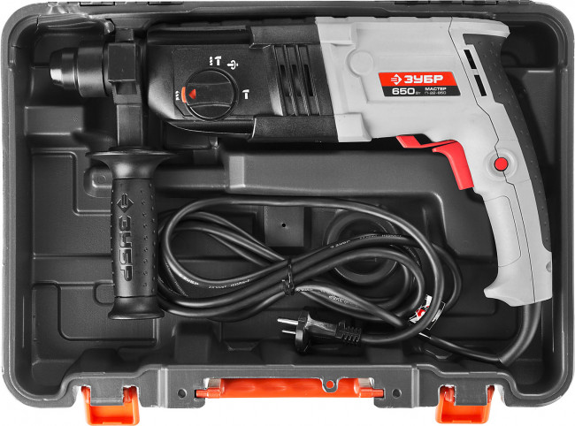 Перфоратор SDS-plus, ЗУБР П-22-650, реверс, горизонтальный, 2.3 Дж, 0-870 об/мин, 0-4850 уд/мин, 650 Вт, кейс,  ( П-22-650 ) Перфоратор SDS-plus, ЗУБР П-22-650, реверс, горизонтальный, 2.3 Дж, 0-870 об/мин, 0-4850 уд/мин, 650 Вт, кейс,  ( П-22-650 )