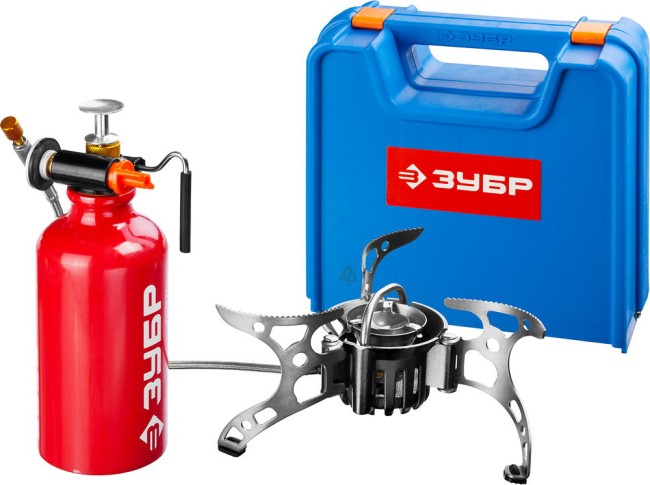 Горелка ЗУБР "ЭКСПЕРТ" туристическая мультитопливная, бензин или газ, в кейсе,  ( 68202 )