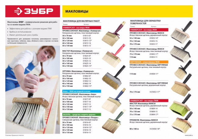 Макловица ЗУБР "УНИВЕРСАЛ - МАСТЕР", светлая щетина, пластмассовый корпус, 30х120мм,  ( 01825-12 )