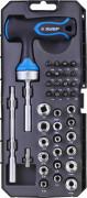 Набор ЗУБР "ПРОФЕССИОНАЛ": Отвертка реверсив с Т-образной рукоят, насадки, CrMo, рукоят с отсеком для хранения бит, 38 предмет,  ( 25351-H38 )