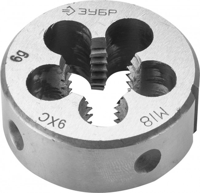 Плашка ЗУБР "МАСТЕР" круглая ручная для нарезания метрической резьбы, М18 x 2,5,  ( 4-28022-18-2.5 )