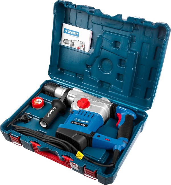 Перфоратор SDS-Max, ЗУБР Профессионал ЗПМ-40-1250 ЭВК, 250-450 об/мин, 1400-2800 уд/мин, 10 Дж, 7 кг, 1250 Вт, кейс,  ( ЗПМ-40-1250 ЭВК )