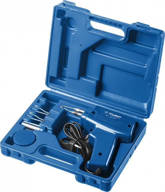 Импульсный паяльник ЗУБР "ПРОФЕССИОНАЛ" в наборе, 2 сменных жала, канифоль, припой, 150Вт,  ( 55412-H4_z01 ) Импульсный паяльник ЗУБР "ПРОФЕССИОНАЛ" в наборе, 2 сменных жала, канифоль, припой, 150Вт,  ( 55412-H4_z01 )