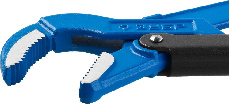 Ключ трубный рычажный ЗУБР "ПРОФЕССИОНАЛ", изогнутые губки, цельнокованый, Сr-V, № 1, 1",  ( 27337-1_z01 )