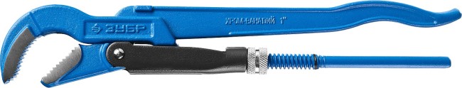 Ключ трубный рычажный ЗУБР "ПРОФЕССИОНАЛ", изогнутые губки, цельнокованый, Сr-V, № 1, 1",  ( 27337-1_z01 )