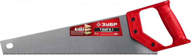 Ножовка универсальная (пила) "ТАЙГА-7" 400мм,7TPI, закаленный зуб, рез вдоль и поперек волокон, для средних заготовок, фанеры, ДСП, МДФ, ЗУБР ( 15081-