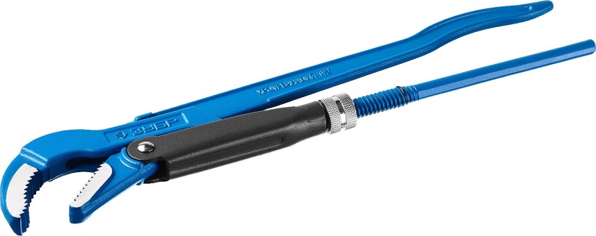 Ключ трубный рычажный ЗУБР "ПРОФЕССИОНАЛ", изогнутые губки, цельнокованый, Сr-V, № 2, 1,5",  ( 27337-2_z01 )