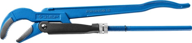 Ключ трубный рычажный ЗУБР "ПРОФЕССИОНАЛ", изогнутые губки, цельнокованый, Сr-V, № 2, 1,5",  ( 27337-2_z01 )