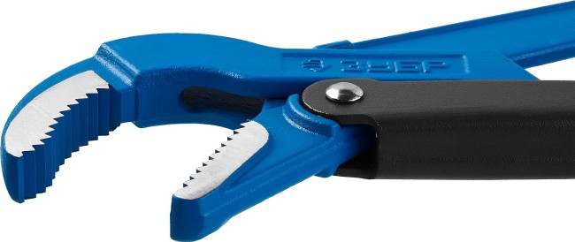 Ключ трубный рычажный ЗУБР "ПРОФЕССИОНАЛ", изогнутые губки, цельнокованый, Сr-V, № 2, 1,5",  ( 27337-2_z01 )