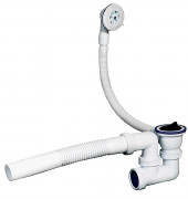 Сифон ЗУБР "МАСТЕР" для ванн с выпуском и нержавеющими чашками,  ( 51873 )