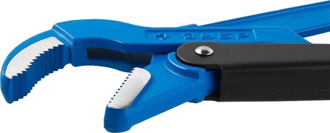 Ключ трубный рычажный ЗУБР "ПРОФЕССИОНАЛ", изогнутые губки, цельнокованый, Сr-V, № 3, 2",  ( 27337-3_z01 )