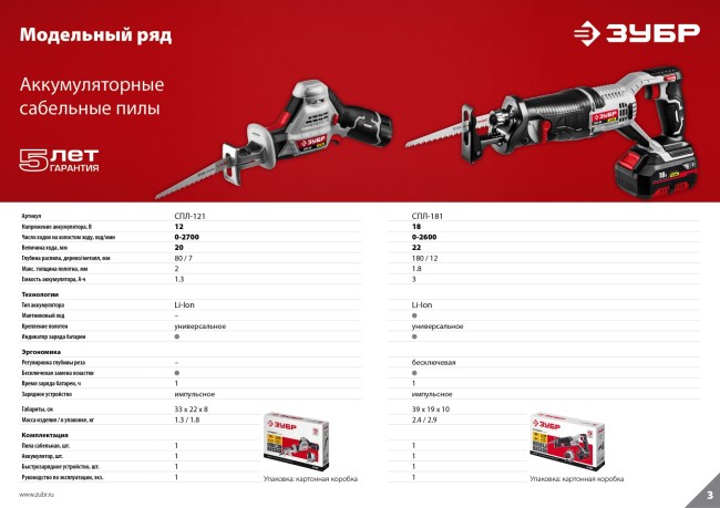Пила сабельная, в коробке, ЗУБР,  ( СПЛ-181 )