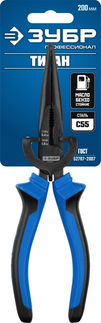 Тонкогубцы "ТИТАН", маслобензостойкая рукоятка, покрытие оксидированное с полировкой, 200мм, ЗУБР Профессионал,  ( 22015-3-20 )