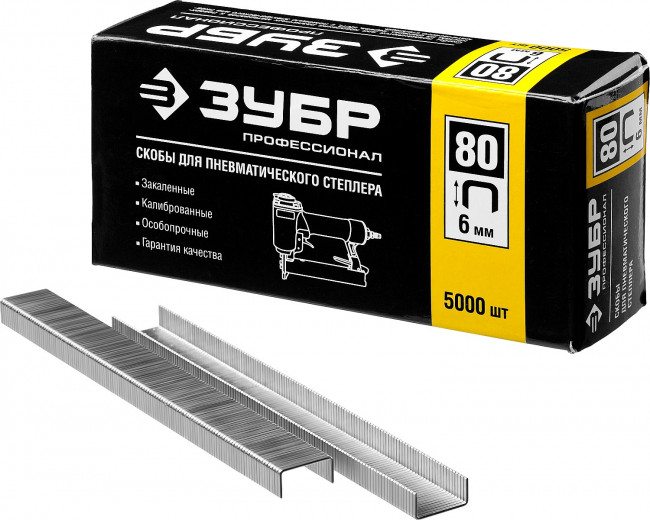 ЗУБР 6 мм скобы для степлера тонкие широкие тип 80, 5000 шт, ( 31880-06 ) ЗУБР 6 мм скобы для степлера тонкие широкие тип 80, 5000 шт, ( 31880-06 )