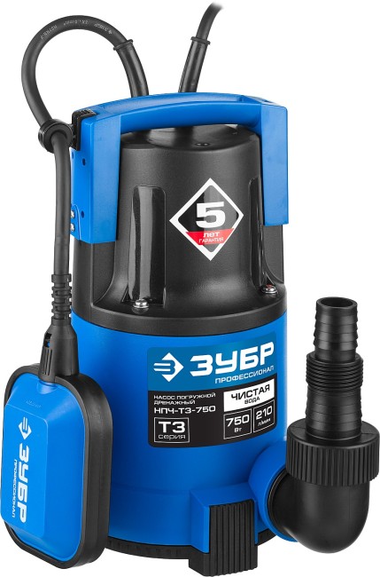 Насос Т3 погружной, ЗУБР Профессионал НПЧ-Т3-750, дренажный для чистой воды (d частиц до 5мм), 750Вт,пропуск. способ. 210л/мин,напор 8.5м,провод 10м, ( НПЧ-Т3-750 ) Насос Т3 погружной, ЗУБР Профессионал НПЧ-Т3-750, дренажный для чистой воды (d частиц до 5мм), 750Вт,пропуск. способ. 210л/мин,напор 8.5м,провод 10м, ( НПЧ-Т3-750 )