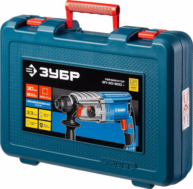 Перфоратор SDS-plus, ЗУБР Профессионал ЗП-30-900 К, реверс, горизонтальный, мет. редуктор, 3.3 Дж, 0-1000 об/мин, 0-5500 уд/мин, 900 Вт, кейс,  ( ЗП-30-900 К ) Перфоратор SDS-plus, ЗУБР Профессионал ЗП-30-900 К, реверс, горизонтальный, мет. редуктор, 3.3 Дж, 0-1000 об/мин, 0-5500 уд/мин, 900 Вт, кейс,  ( ЗП-30-900 К )