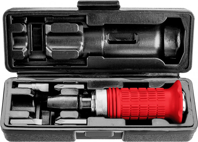 ЗУБР отвертка ударно-поворотная, обрезиненная рукоятка с протектором 8 предм., ( 2565 )