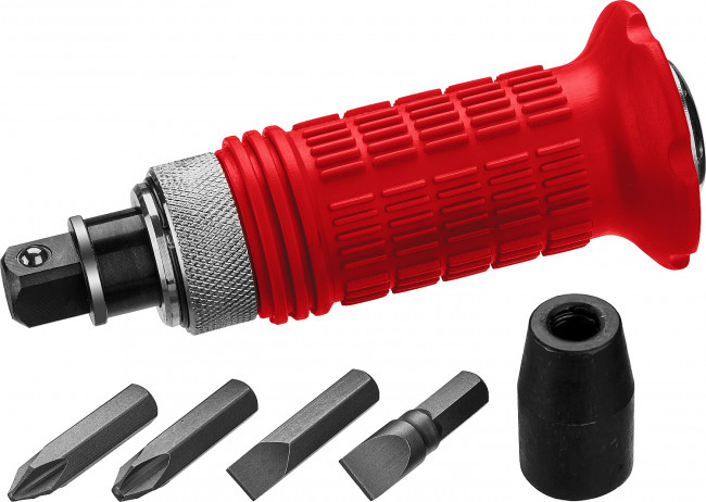 ЗУБР отвертка ударно-поворотная, обрезиненная рукоятка с протектором 8 предм., ( 2565 )