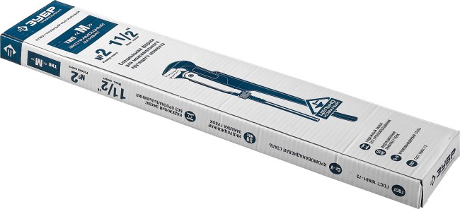 Ключ трубный рычажный ЗУБР "ПРОФЕССИОНАЛ", прямые губки, цельнокованый, Сr-V, № 2, 1,5",  ( 27335-2_z01 )