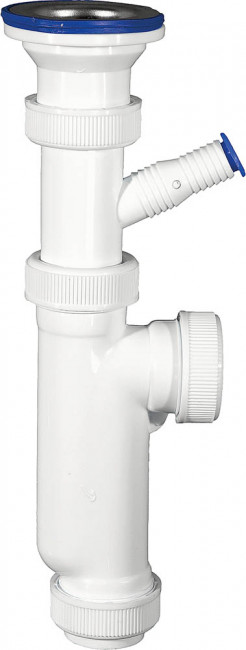 Сифон ЗУБР "МАСТЕР" колбовый для моек и раковин, выпуск - нержавеющая чашка, отвод для стиральной машины,  ( 51857 )