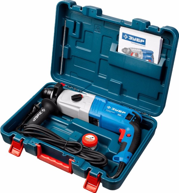 Перфоратор SDS-plus, ЗУБР Профессионал ЗП-32-1100 К, реверс, горизонтальный, металлич редуктор, 3.4 Дж, 0-920 об/мин, 0-5100 уд/мин, 1100 Вт, кейс,  ( ЗП-32-1100 К )