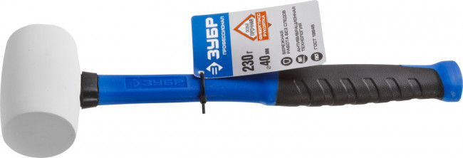 Киянка ЗУБР "ПРОФЕССИОНАЛ" резиновая белая, с фиберглассовой ручкой, 230г,  ( 20531-230_z02 ) Киянка ЗУБР "ПРОФЕССИОНАЛ" резиновая белая, с фиберглассовой ручкой, 230г,  ( 20531-230_z02 )