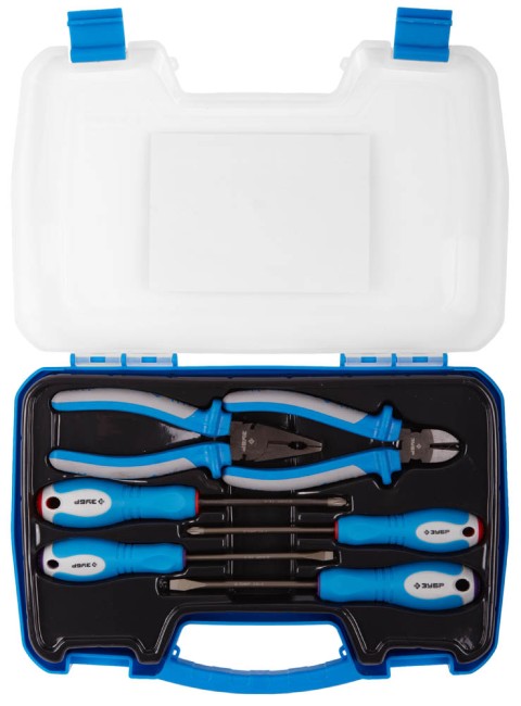 Набор ЗУБР "ЭКСПЕРТ" Плоскогубцы 2201-1-18, бокорезы 2201-5-16, отвертки SL: 5.5, 6, PH: 1, 2, 6 предметов,  ( 2201-H6_z01 )