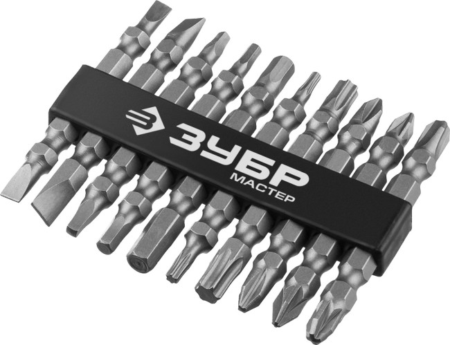 Набор ЗУБР: Биты длинные "МХ-10", Cr-V, двусторонние для шуруповерта в держателе,  ( 26089-H10 )