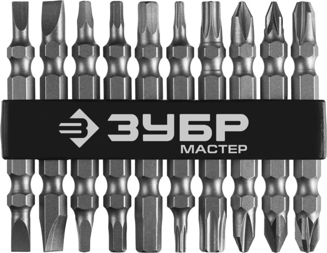 Набор ЗУБР: Биты длинные "МХ-10", Cr-V, двусторонние для шуруповерта в держателе,  ( 26089-H10 )