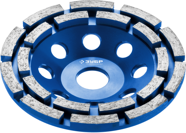 Чашка ЗУБР алмазная сегментная двухрядная, высота 22,2мм, 125мм,  ( 33372-125 )