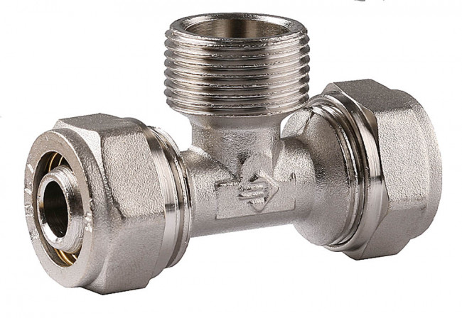 Тройник ЗУБР с наружной резьбой, цанга-штуцер, 3/4"х20х2,0 мм, никель,  ( 51404-20-3/4 )