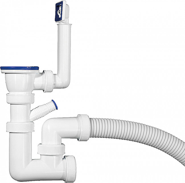 Сифон ЗУБР "МАСТЕР" колбовый для моек и раковин, выпуск - нержавеющая чашка, перелив, отвод для стиральной машины,  ( 51869 )