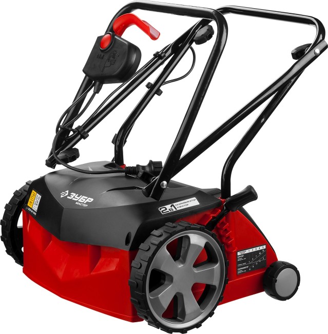 Аэратор-скарификатор электрический, ЗУБР ЗСЭ-32-1000, 2 в 1, ш/с 360 мм, высота аэрации -10:+10 мм, 4 установок, 1600 Вт,  ( ЗСЭ-32-1000 )