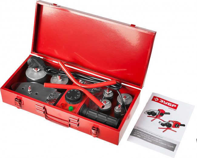 Сварочный аппарат (паяльник) для полипропиленовых труб, ЗУБР Мастер АСТ-800, 800 Вт, 50-300С, насадки 20, 25, 32, 40, 50, 63мм, мет. кейс, 220В,  ( АСТ-800 )