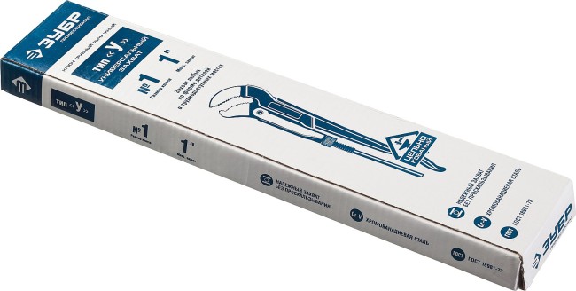 Ключ трубный рычажный ЗУБР "ПРОФЕССИОНАЛ", тип "S", изогнутые губки для труднодоступных мест, цельнокованный, Сr-V, № 1, 1",  ( 27336-1_z01 )