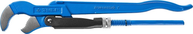 Ключ трубный рычажный ЗУБР "ПРОФЕССИОНАЛ", тип "S", изогнутые губки для труднодоступных мест, цельнокованный, Сr-V, № 1, 1",  ( 27336-1_z01 )