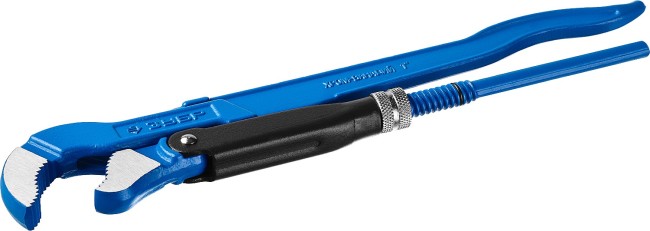 Ключ трубный рычажный ЗУБР "ПРОФЕССИОНАЛ", тип "S", изогнутые губки для труднодоступных мест, цельнокованный, Сr-V, № 1, 1",  ( 27336-1_z01 )