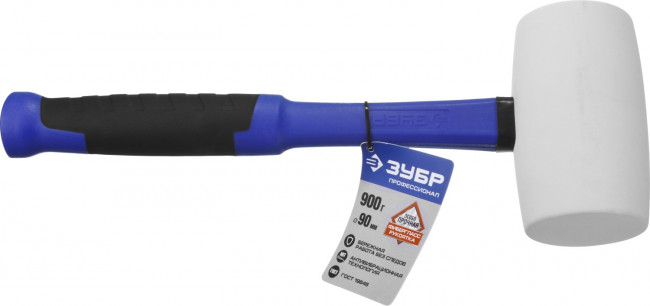 Киянка ЗУБР "ПРОФЕССИОНАЛ" резиновая белая, с фиберглассовой ручкой, 900г,  ( 20531-900_z02 ) Киянка ЗУБР "ПРОФЕССИОНАЛ" резиновая белая, с фиберглассовой ручкой, 900г,  ( 20531-900_z02 )