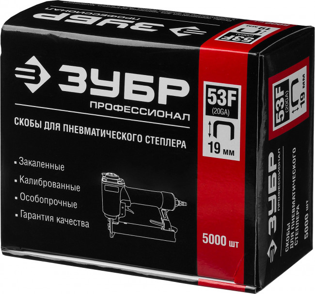 ЗУБР 19  мм скобы для степлера плоские тип 53F, 5000 шт,  ( 31950-19 )