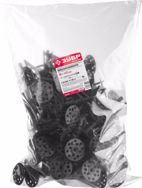 Дюбель для изоляционных материалов полипропиленовый, пластиковый стержень, 10 x 140 мм, 100 шт, ЗУБР,  ( 4-301505-10-140_z01 )